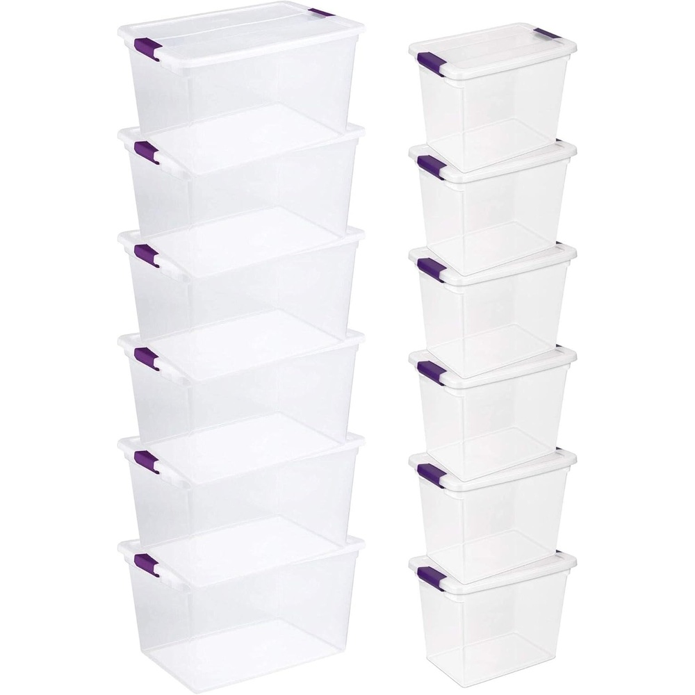 image:imageSTERILITE Clear Box Storage Container 6Pack and 27 QT Tote 6Pack 6