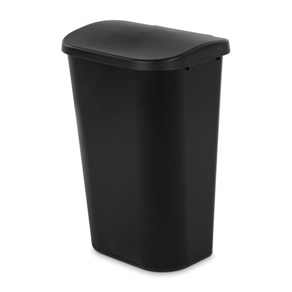 image:imageSterilite 113 Gallon D Shape Flat Side Lift Top Lid Wastebasket Trash Can for Kitchen Home Office and Garage or Workspace White 6 PackBlack