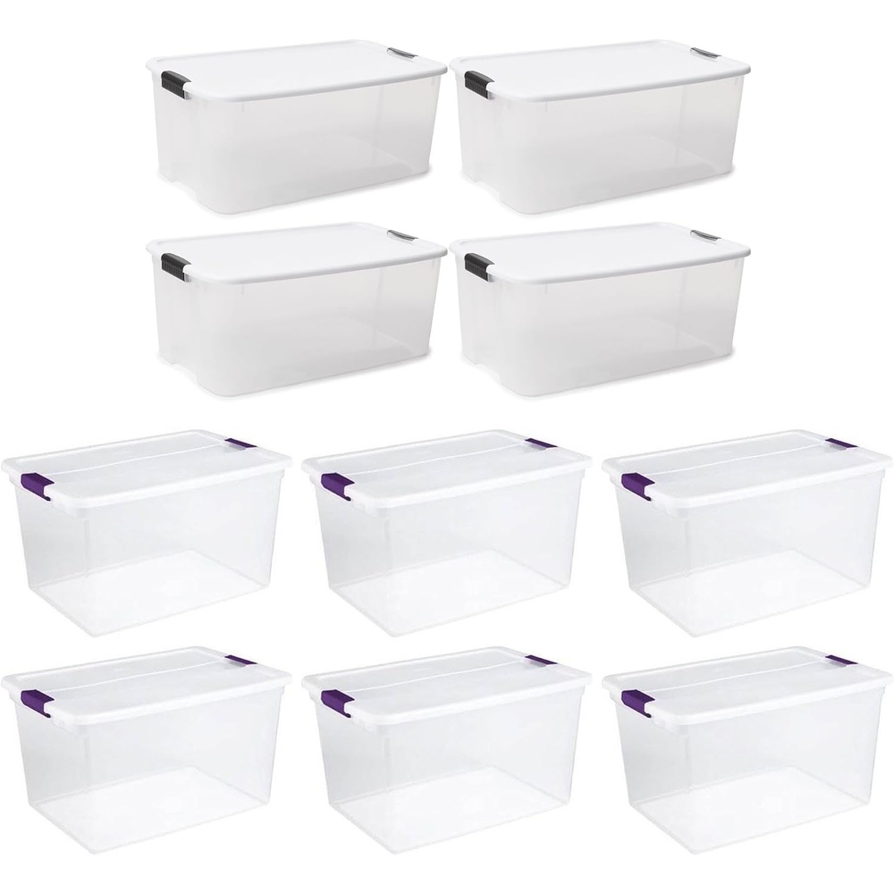 image:imageSterilite 116 Quart and 66 Quart Multipurpose Ultra Storage Tote Box Storage Containers for Home or Office Organization Clear 4 Pack and 6 Pack