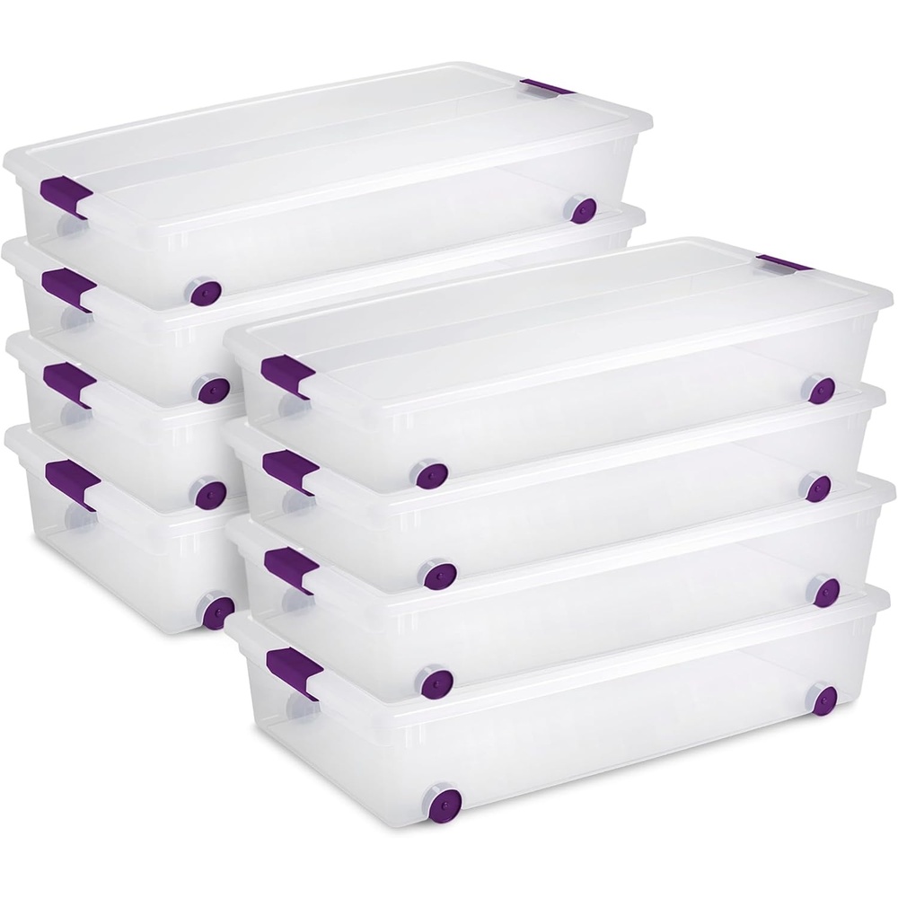 image:imageSterilite 12Pack ClearView Latch Box Stackable Organizer Bins with Lids 15 Quart  Clear Plastic Organization Containers for Closet Bedroom Shelving Units and Home or Office Storage8 Pack