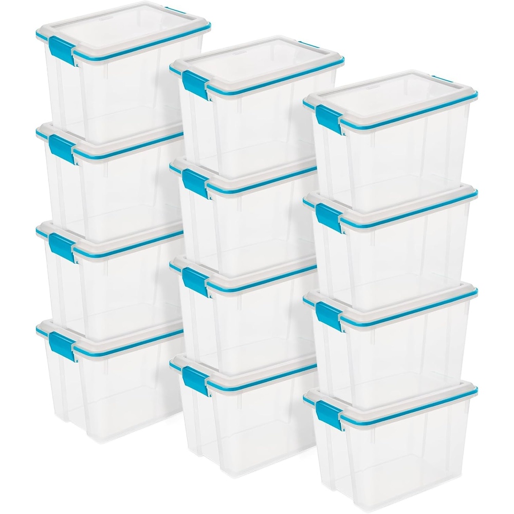 image:imageSterilite 12Pack Gasket Box WeatherResistant Storage Bins with Latching Lids 20 Quart  HeavyDuty Organizing Containers for Closet Bathroom and Office12