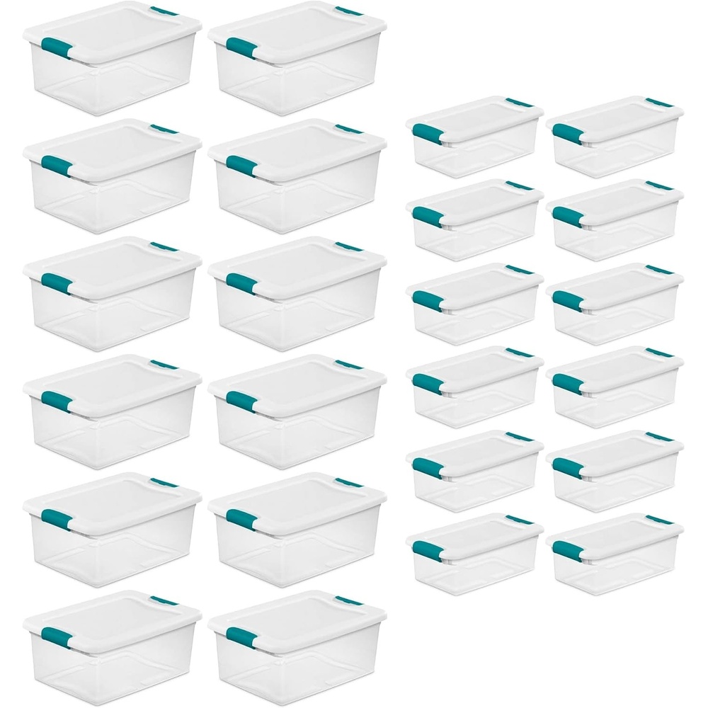 image:imageSterilite 15 Qt Stackable Storage Box with Latching Lid 12 Pack Bundled with 6 Qt Plastic Organizing Bin with Latch Lid 12 Pack
