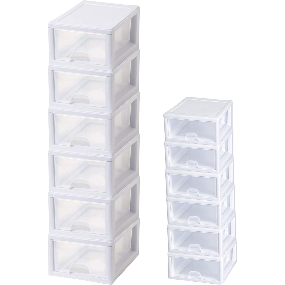 image:imageSterilite 16 Quart Clear Plastic Stacking Storage Drawer Container Box 6 Pack  6 Quart Storage Drawer Container Box 6 Pack