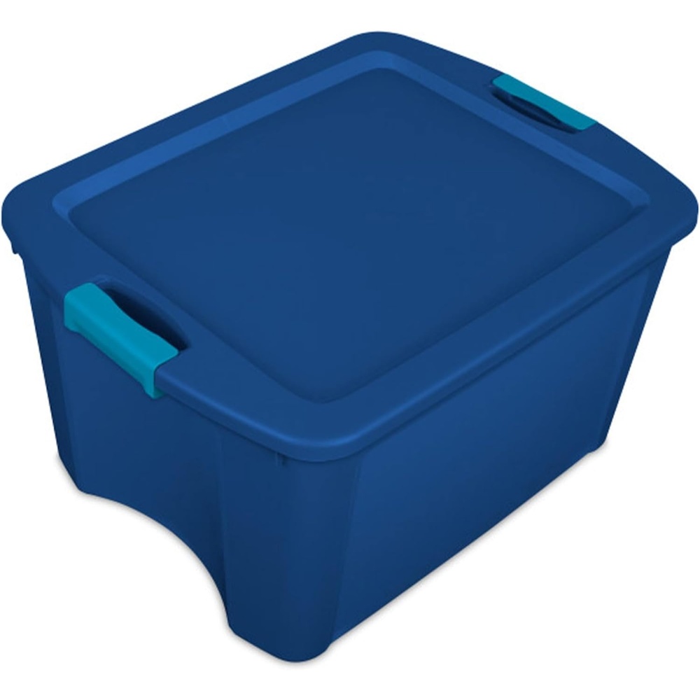 image:imageSterilite 18 Gal Latch and Carry Stackable Storage Bin with Latching Lid Plastic Container to Organize Closets Clear with Blue Lid 6PackTrue Blue
