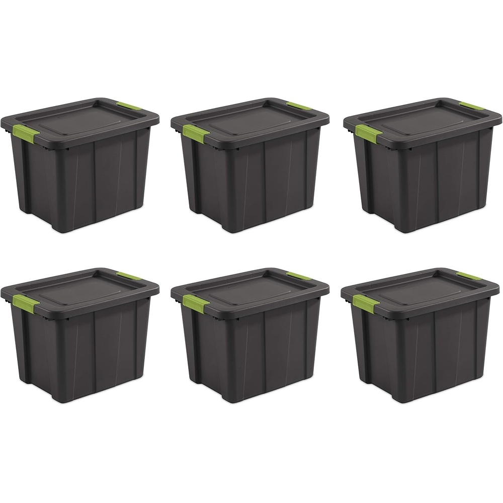 image:imageSterilite 18 Gal Latching Tuff1 Storage Tote Stackable Bin with Latch Lid Plastic Container to Organize Garage Basement Gray Base and Lid 6Pack