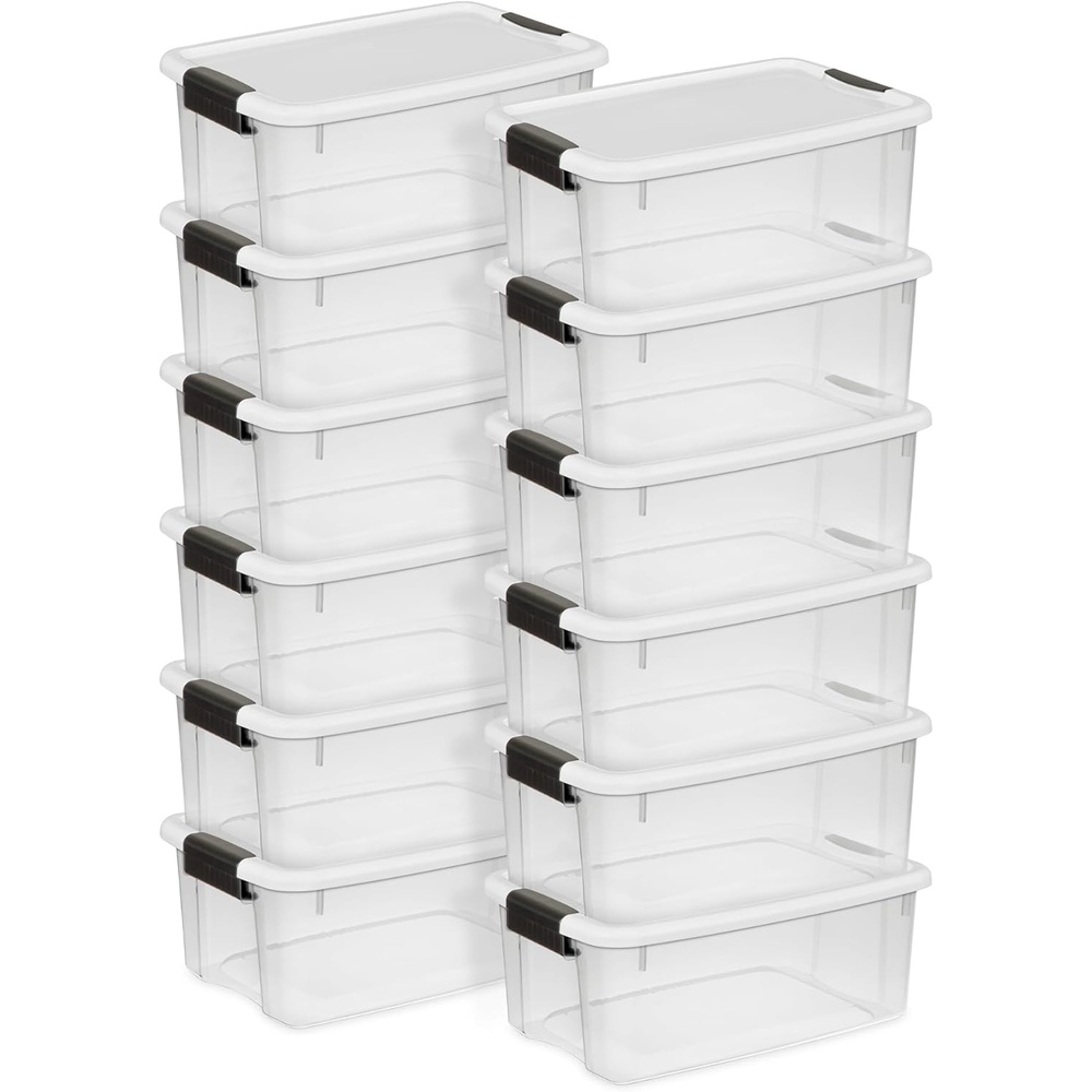 image:imageSterilite 24Pack Ultra Latching Box Storage Bins with Lids Clear Plastic 18 Quart  HeavyDuty Organizing Containers for Closet Bathroom and Office18 Quart