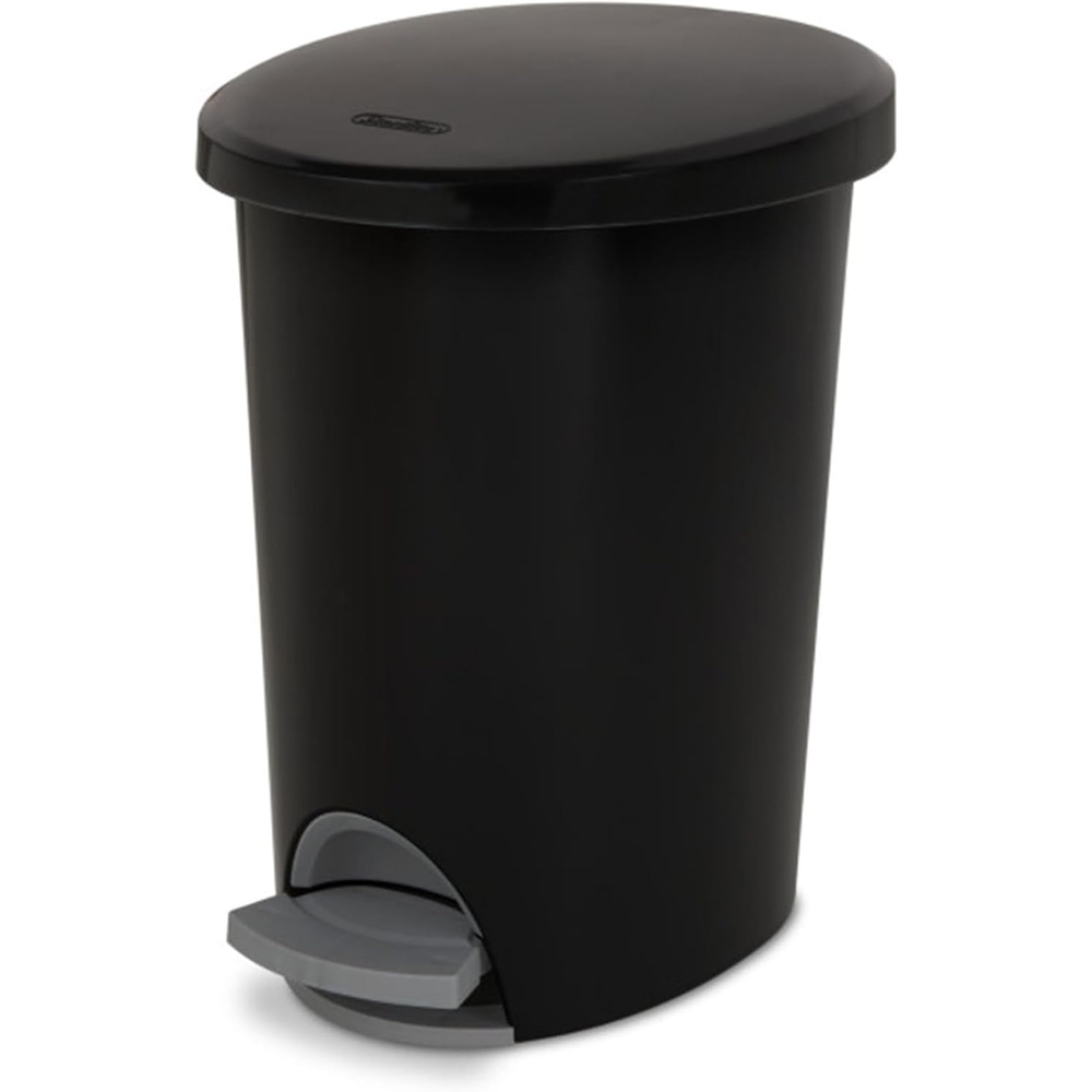 image:imageSterilite 26 Gallon Ultra StepOn Wastebasket w Lid Small Plastic Trash Can for the Bathroom Bedroom or Dorm Pedal and Liner Black 2Pack
