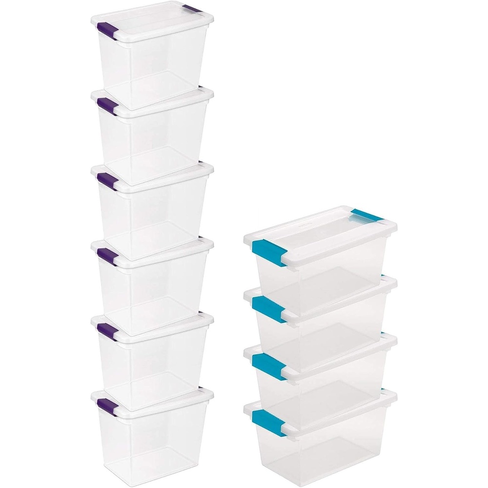 image:imageSterilite 27 Quart Clear Latch Lid Stackable Storage Box Tote 6 Pack and Medium Clear Latch Lid File Clip Box 4 Pack for Household Organization