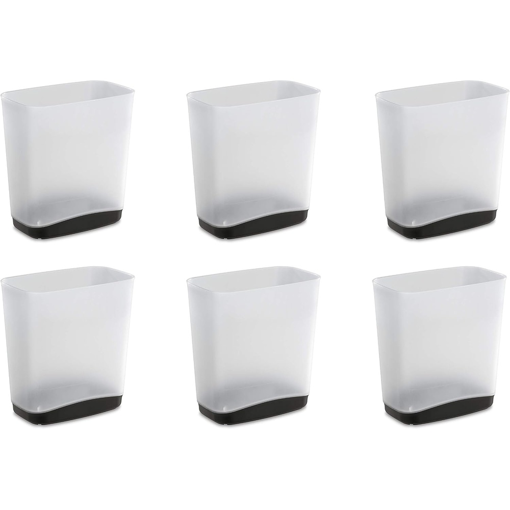 image:imageSterilite 33 Gallon Slim Waste Basket Wastebasket Small Clear with Flat Gray base