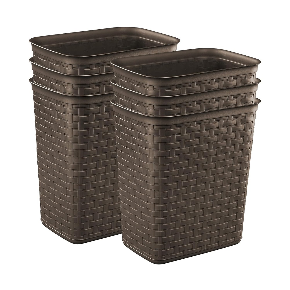 image:imageSterilite 34 Gallon Weave Wastebasket Small Decorative Trash Can for the Bathroom Bedroom Dorm Room or Office Espresso Brown 6Pack6 Pack
