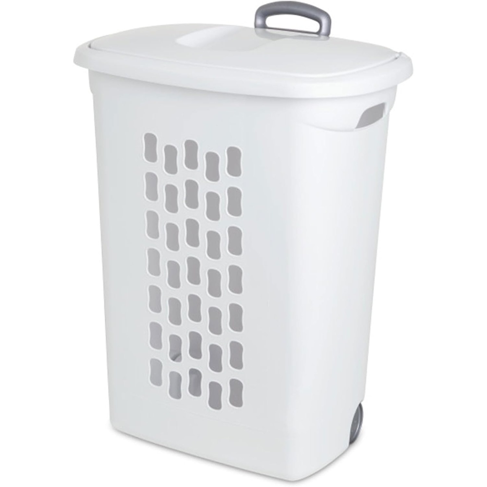 image:imageSterilite 3Pack Ultra Wheeled Hamper Laundry Basket w FlipTop Lid amp Retractable Handle  Plastic Rolling Clothes Storage Cart with Ventilated Holes for Home Apartment or Dorm6 Pack