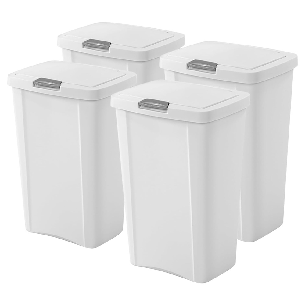 image:imageSterilite 4 Pack Kitchen Trash Can  13 Gallon TouchTop Wastebasket with Titanium Latch BlackWhite