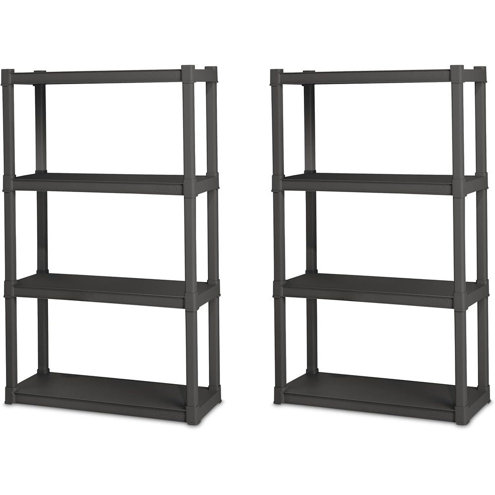 image:imageSterilite 4 Shelf Unit HeavyDuty Shelving Storage and Utility Rack  Standing Plastic Organizer Shelves for Kitchen Bathroom and Garage  Plastic Shelves for Storage Plastic Storage Shelf Garage Shelving4 Shelf
