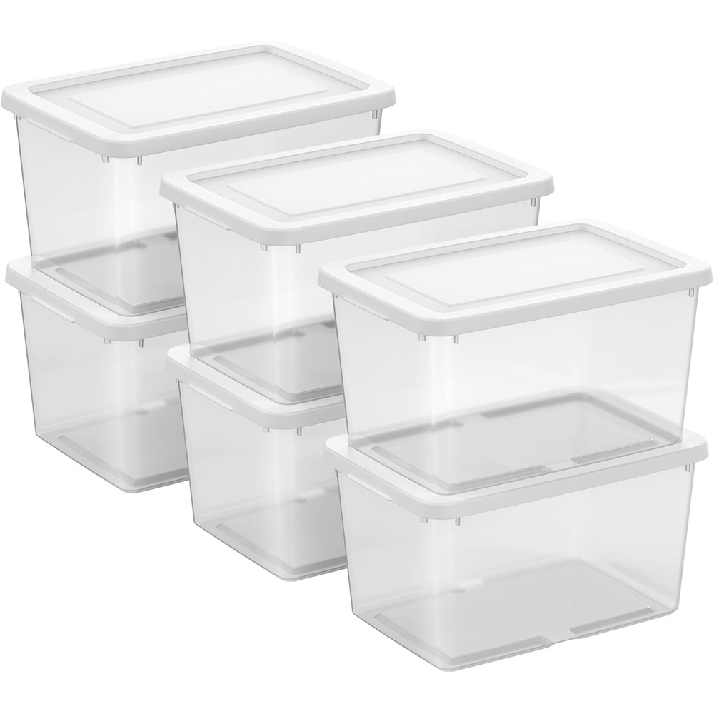 image:imageSterilite 4Pack 90 Quart Storage Box Stackable Clear Plastic Bins with SnapOn Lids  HeavyDuty Organizing Containers for Closet Bathroom and Office20 Quart