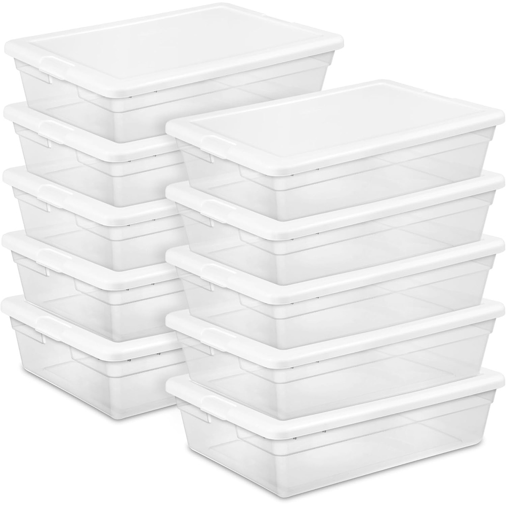 image:imageSterilite 4Pack 90 Quart Storage Box Stackable Clear Plastic Bins with SnapOn Lids  HeavyDuty Organizing Containers for Closet Bathroom and Office28 Quart
