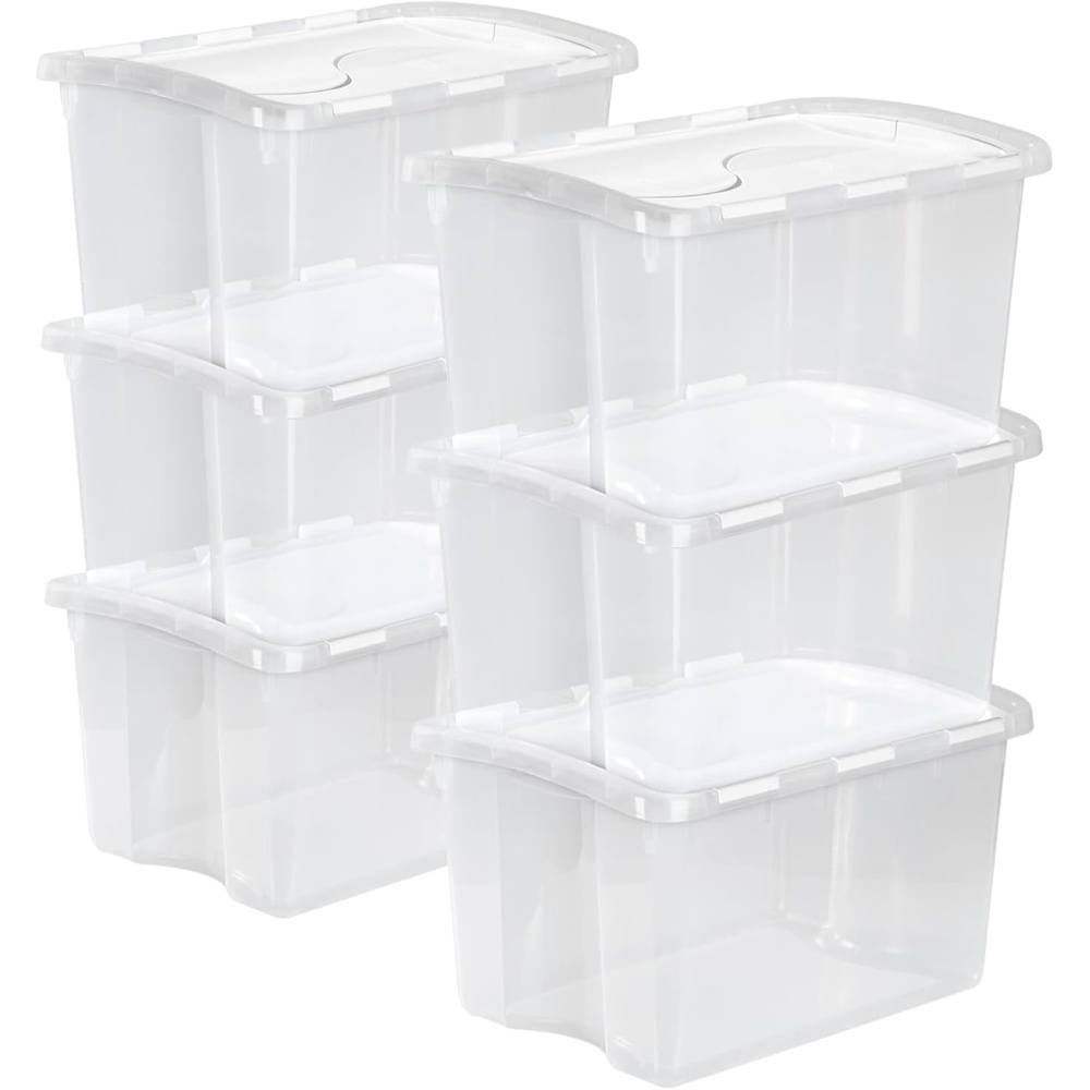 image:imageSterilite 4Pack 90 Quart Storage Box Stackable Clear Plastic Bins with SnapOn Lids  HeavyDuty Organizing Containers for Closet Bathroom and Office48 Quart