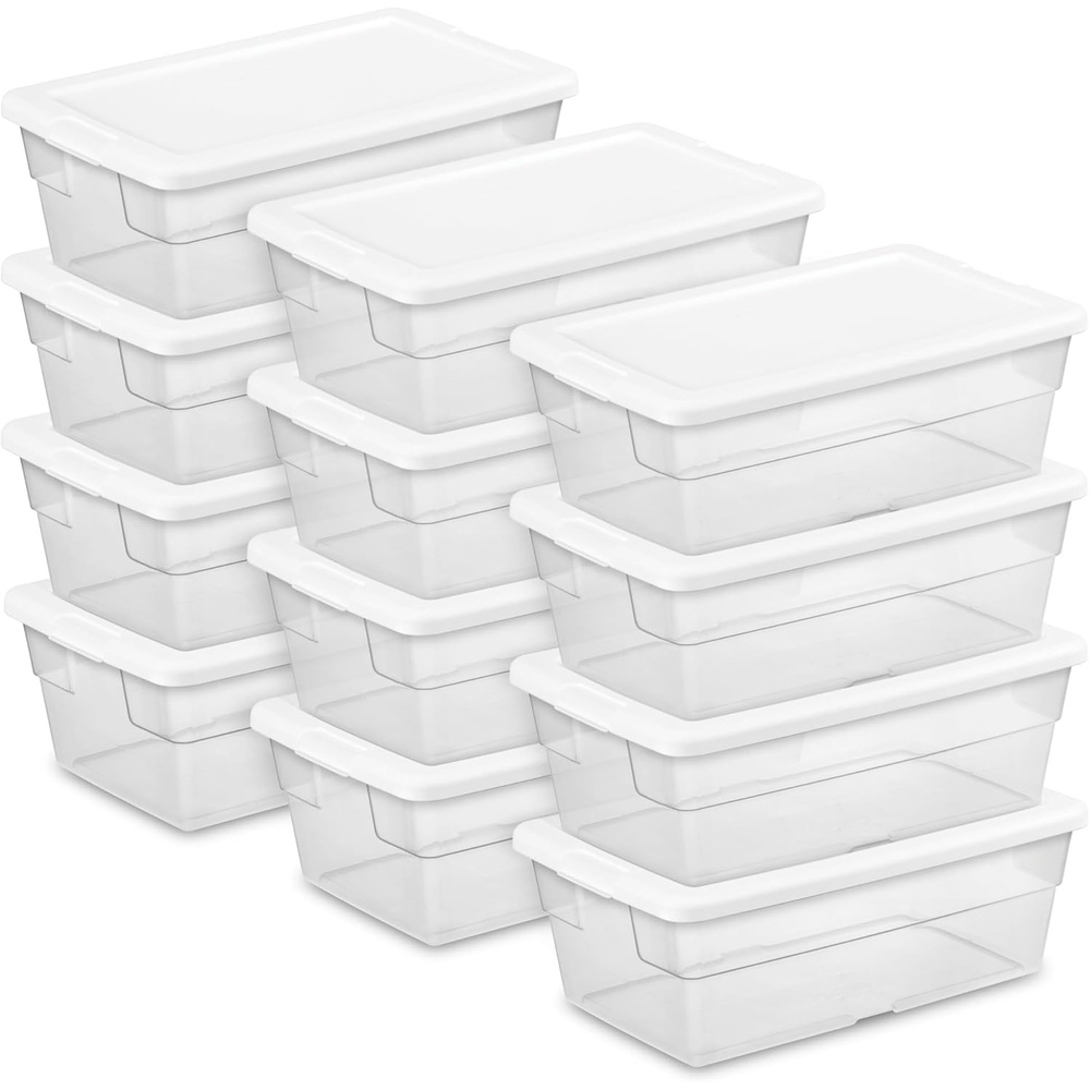 image:imageSterilite 4Pack 90 Quart Storage Box Stackable Clear Plastic Bins with SnapOn Lids  HeavyDuty Organizing Containers for Closet Bathroom and Office6 Quart