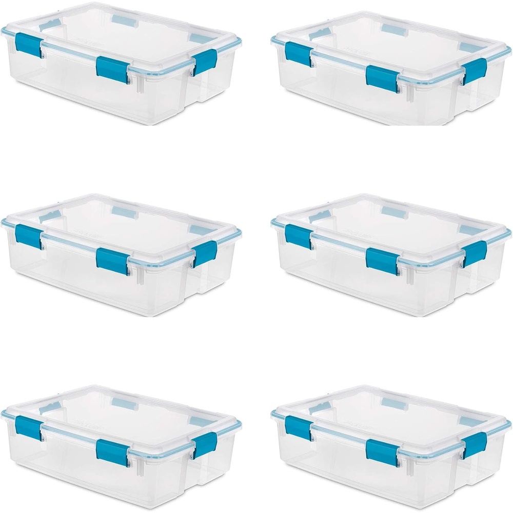 image:imageSterilite 4Pack Gasket Box Home Storage Organizer Bins with Lids 37 Quart  Stackable Clear Plastic Containers for Bedroom Bathroom Garage Basement or Attic37 Quart