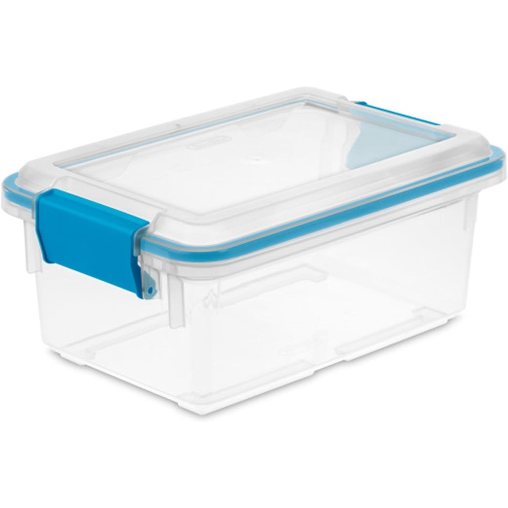 image:imageSterilite 4Pack Gasket Box Home Storage Organizer Bins with Lids 37 Quart  Stackable Clear Plastic Containers for Bedroom Bathroom Garage Basement or Attic75 Quart