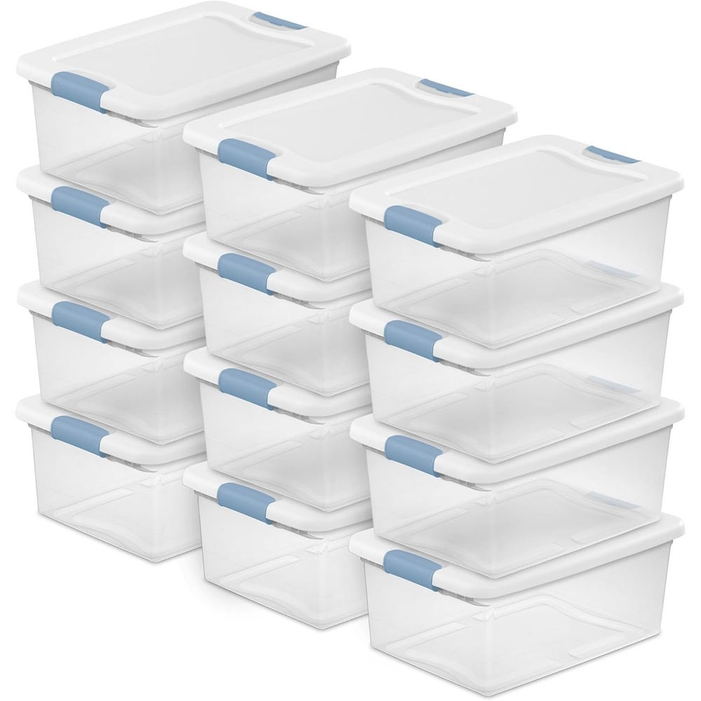 image:imageSterilite 4Pack Latching Box Under Bed Storage Bins with Lids Clear Plastic 106 Quart  HeavyDuty Organizing Containers for Closet Bathroom and Office15 Quart