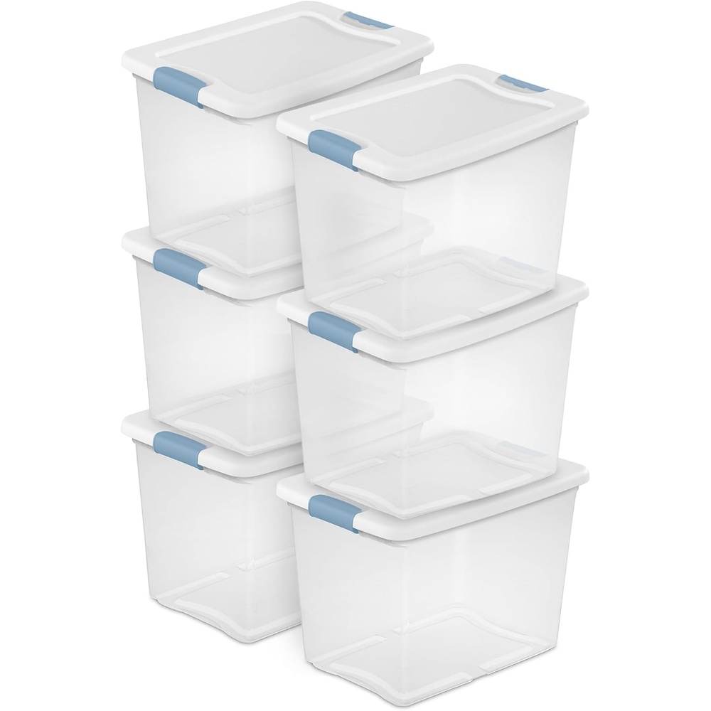 image:imageSterilite 4Pack Latching Box Under Bed Storage Bins with Lids Clear Plastic 106 Quart  HeavyDuty Organizing Containers for Closet Bathroom and Office25 Quart
