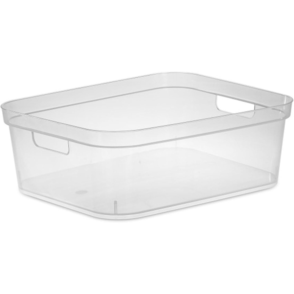image:imageSterilite 525 x 1225 x 15 Inch Medium Modern Storage Bin w Comfortable Carry Through Handles amp Banded Rim for Household Organization Clear 8 Pack24