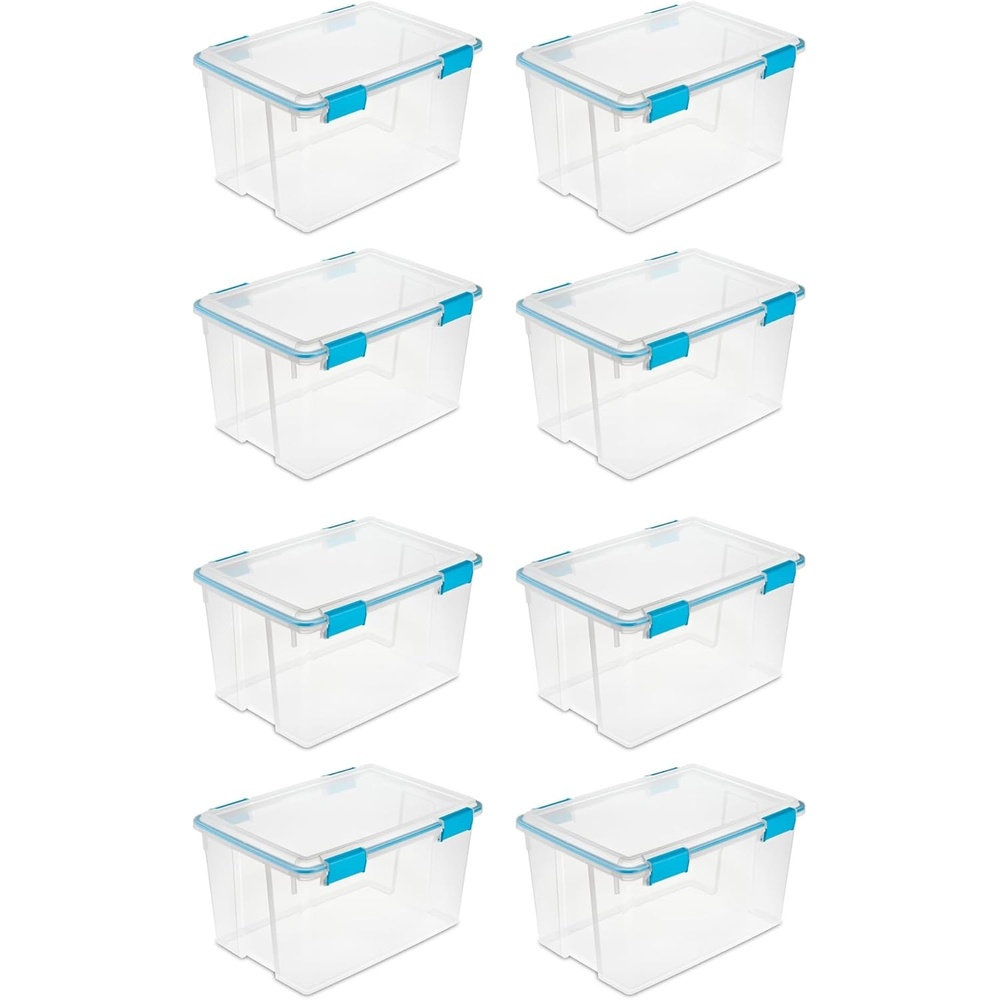 image:imageSterilite 54 Quart Gasket Box in Clear with Blue Latches 8 Pack  19344304
