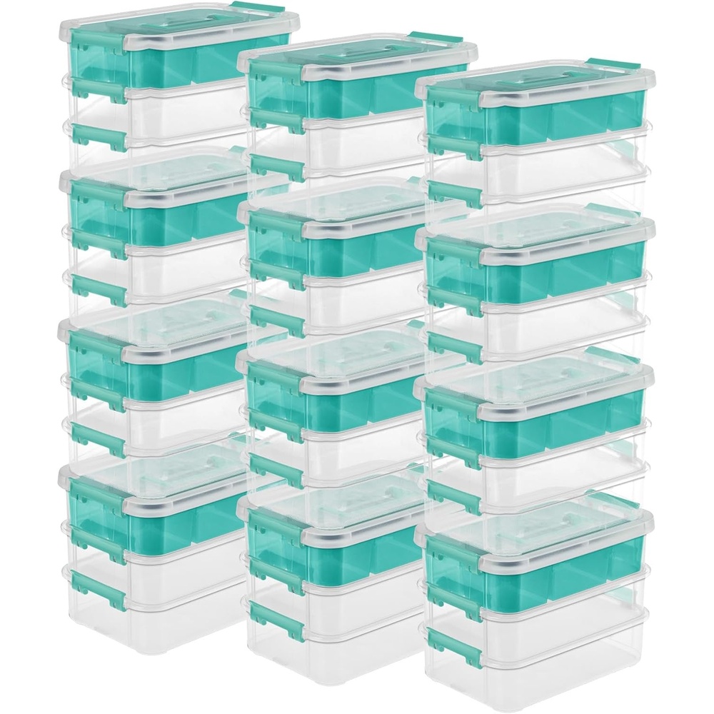 image:imageSterilite 6 Pack Plastic Storage Box Container 3 Layer Stack and Carry ClearBlue12 Pack