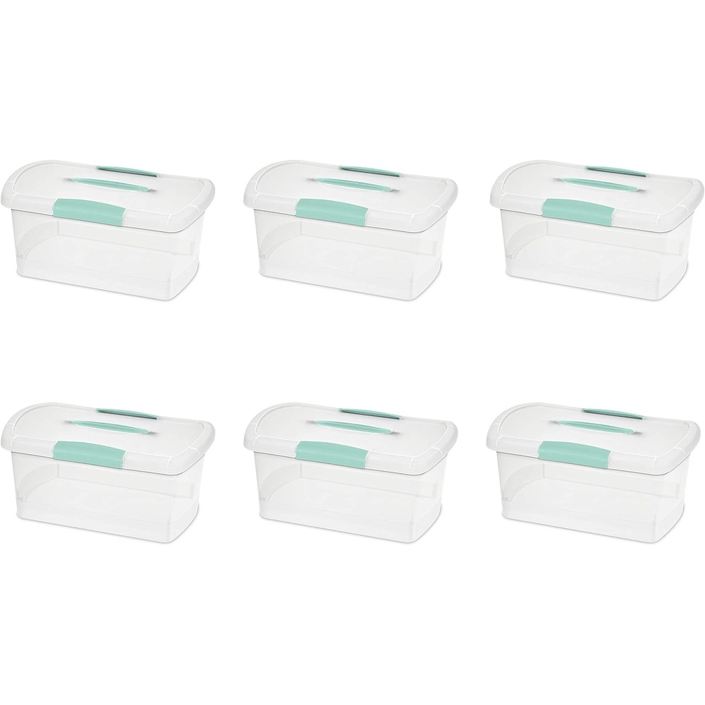 image:imageSterilite 6 Pack Stackable Storage Bin with Latch Lid Medium Nesting ShowOffs ClearMedium