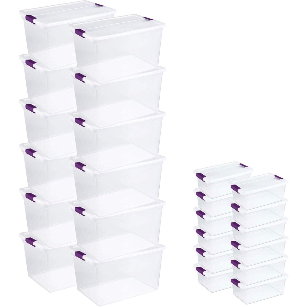 image:imageSterilite 66 Quart Clear Latch Lid Storage Container Tote 12 Pack and 15 Quart Clear Latch Lid Storage Container Tote 12 Pack for Home Organization