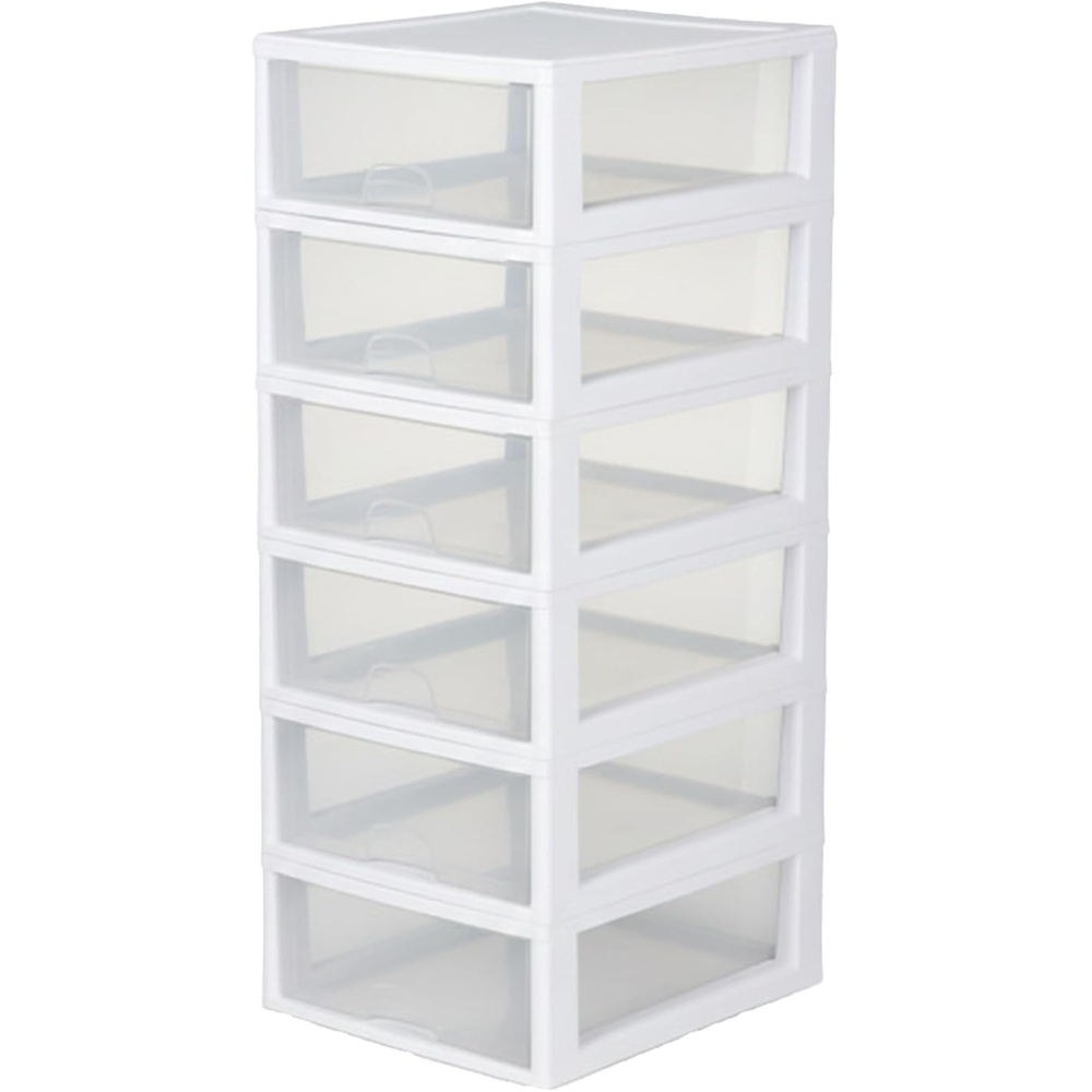 image:imageSterilite 6Pack 16 Quart Stacking Drawer Clear Storage Closet Organizer White Frame  Stackable Modular Plastic Drawers for Clothes Accessories Craft Supplies Shoes or Linens16 Quart