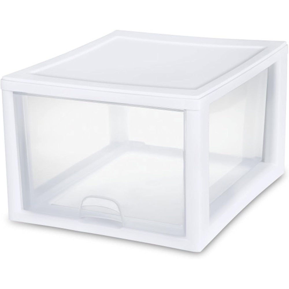 image:imageSterilite 6Pack 16 Quart Stacking Drawer Clear Storage Closet Organizer White Frame  Stackable Modular Plastic Drawers for Clothes Accessories Craft Supplies Shoes or Linens27 Quart
