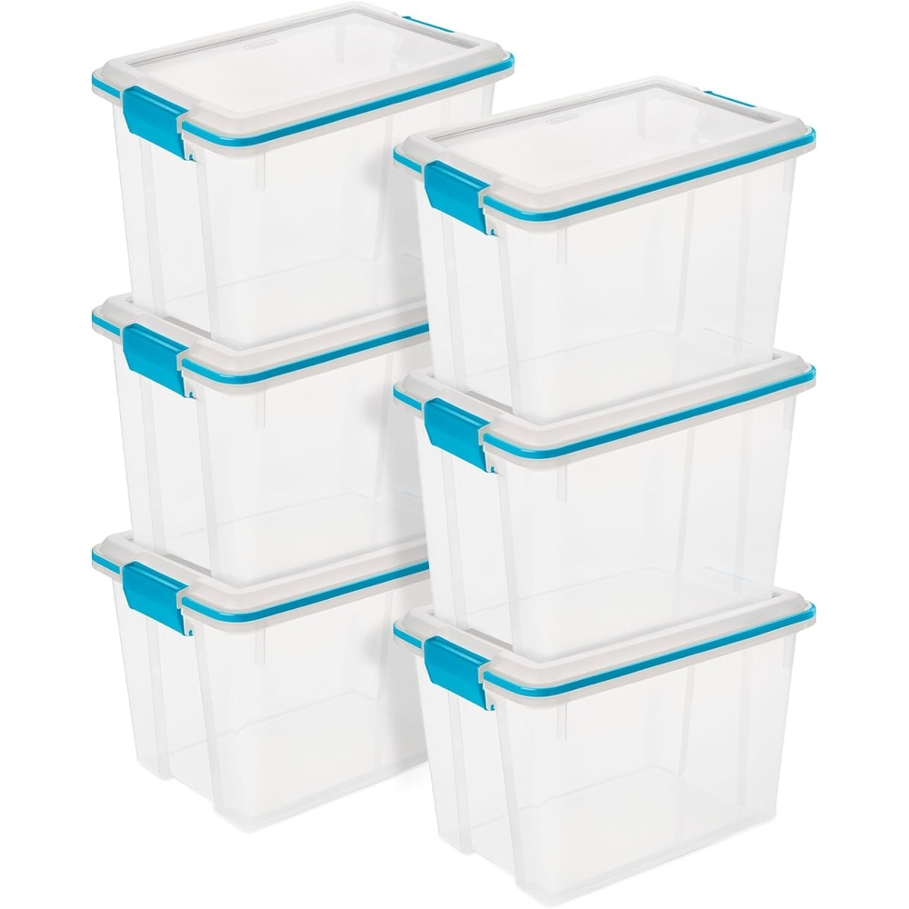 image:imageSterilite 6Pack Gasket Box Clear Plastic Storage Bins with Latching Lids 20 Qt  Large Stackable Tote Containers for Home Closet Bathroom and Office Organization6