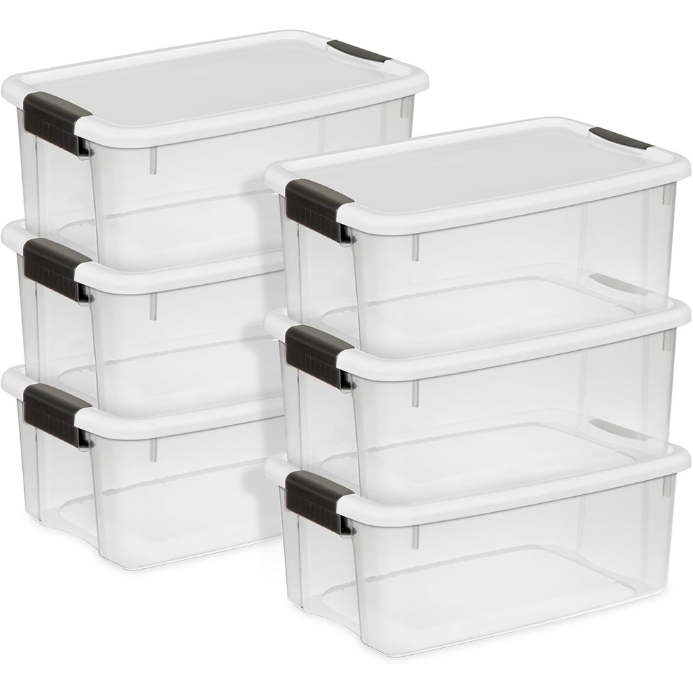 image:imageSterilite 6Pack Ultra Latching Box Storage Bins with Lids Clear Plastic 18 Qt  Large HeavyDuty Organizing Bin Containers for Home Closet Kitchen Pantry Bathroom and Office18 Quart