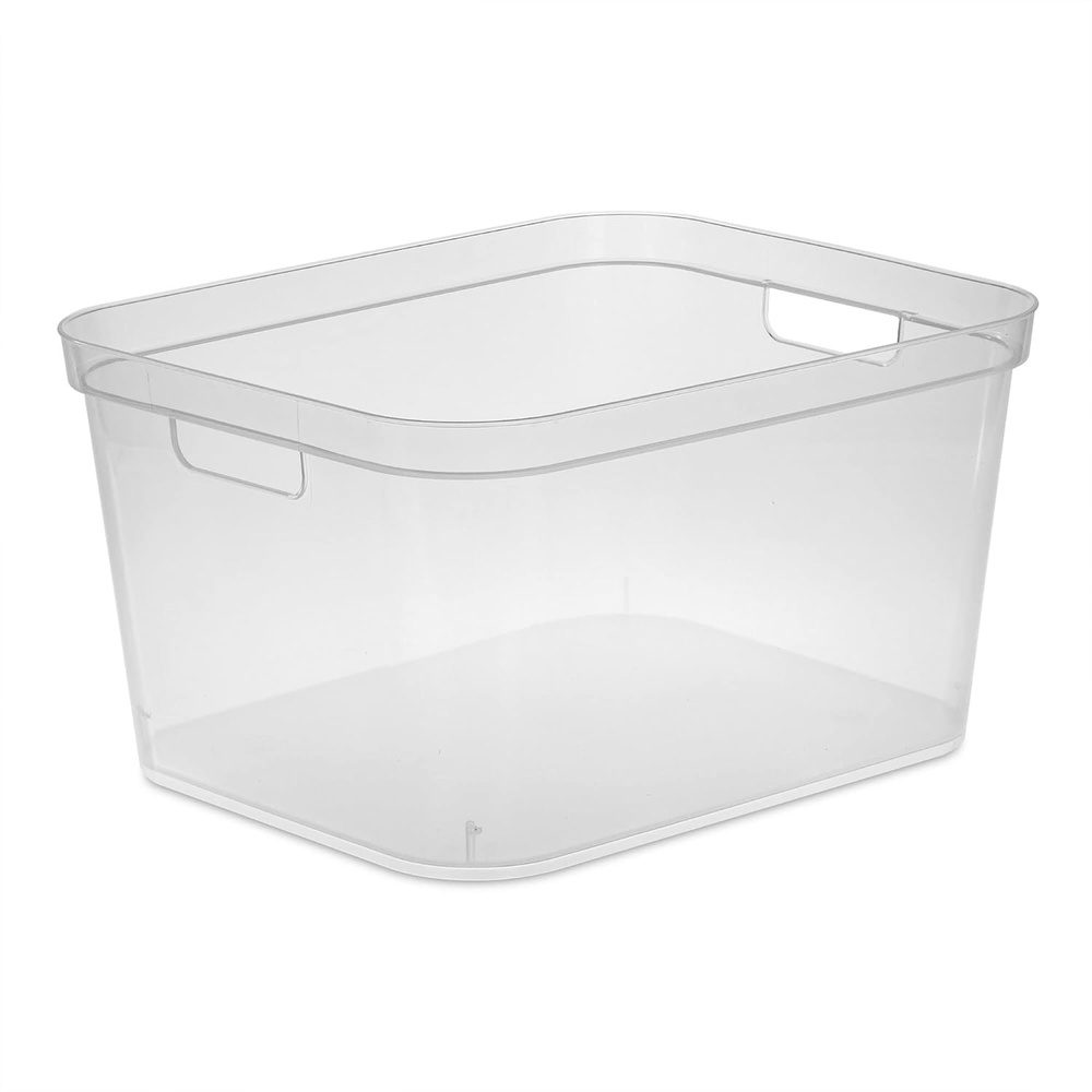 image:imageSterilite 825x1225x15 Inch Modern Polished Storage Bin wComfortable Carry Through Handles amp Banded Rim for Household Organization Clear 6 Pack1