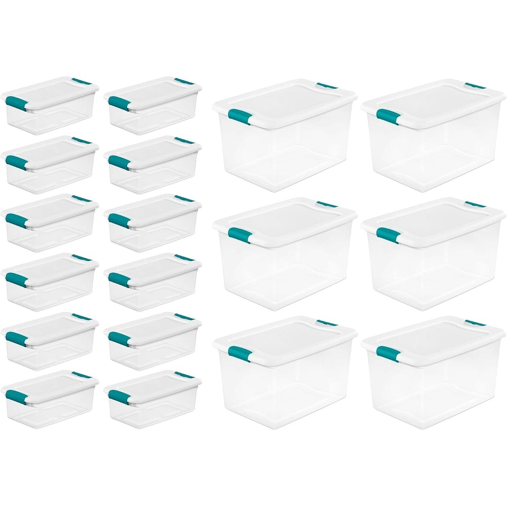 image:imageSterilite Clear 6 Quart Easy Latching Storage Box with White Lid 12 Pack and Clear 64 Quart Easy Latching Storage Box with White Lid 6 Pack