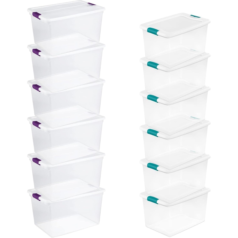 image:imageSterilite Clear Plastic Storage Totes 6 Pack 64 Quart and 6 Pack 66 Quart Bins with Lids