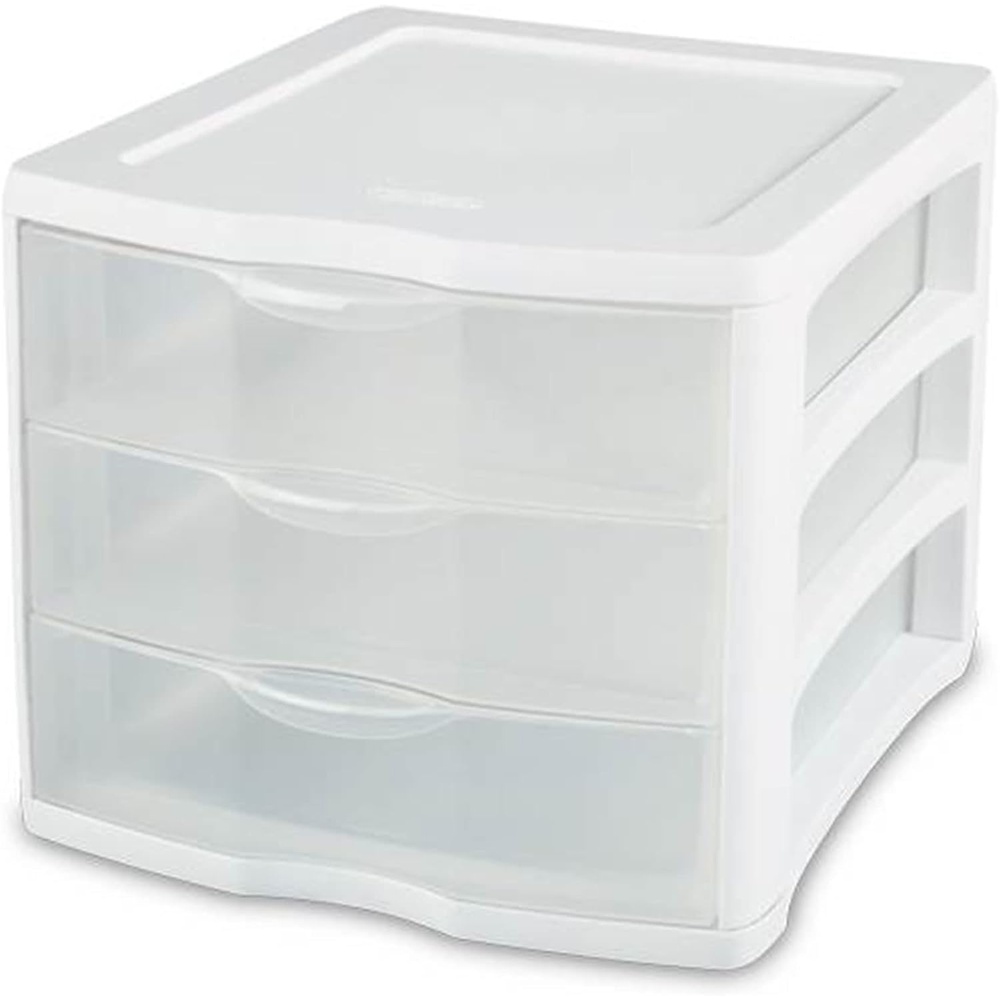 image:imageSterilite ClearView Compact Stacking 3 Drawer Storage Organizer System for Crafting Supplies Home Office or Dorm Room 20 Pack