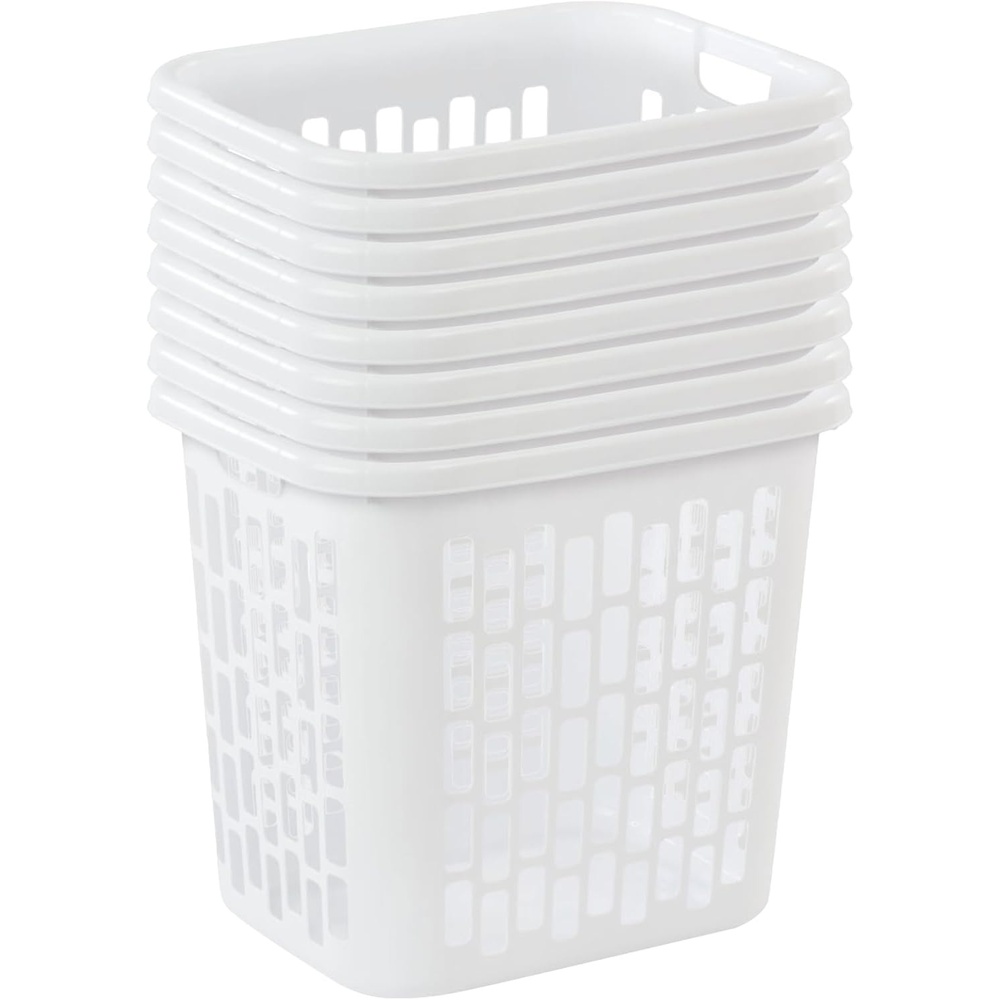 image:imageSterilite Easy Carry Laundry Hamper Ventilation Holes and Handles to Carry Clothes Between the Laundry Room and Bedroom Plastic White 4Pack8 Pack