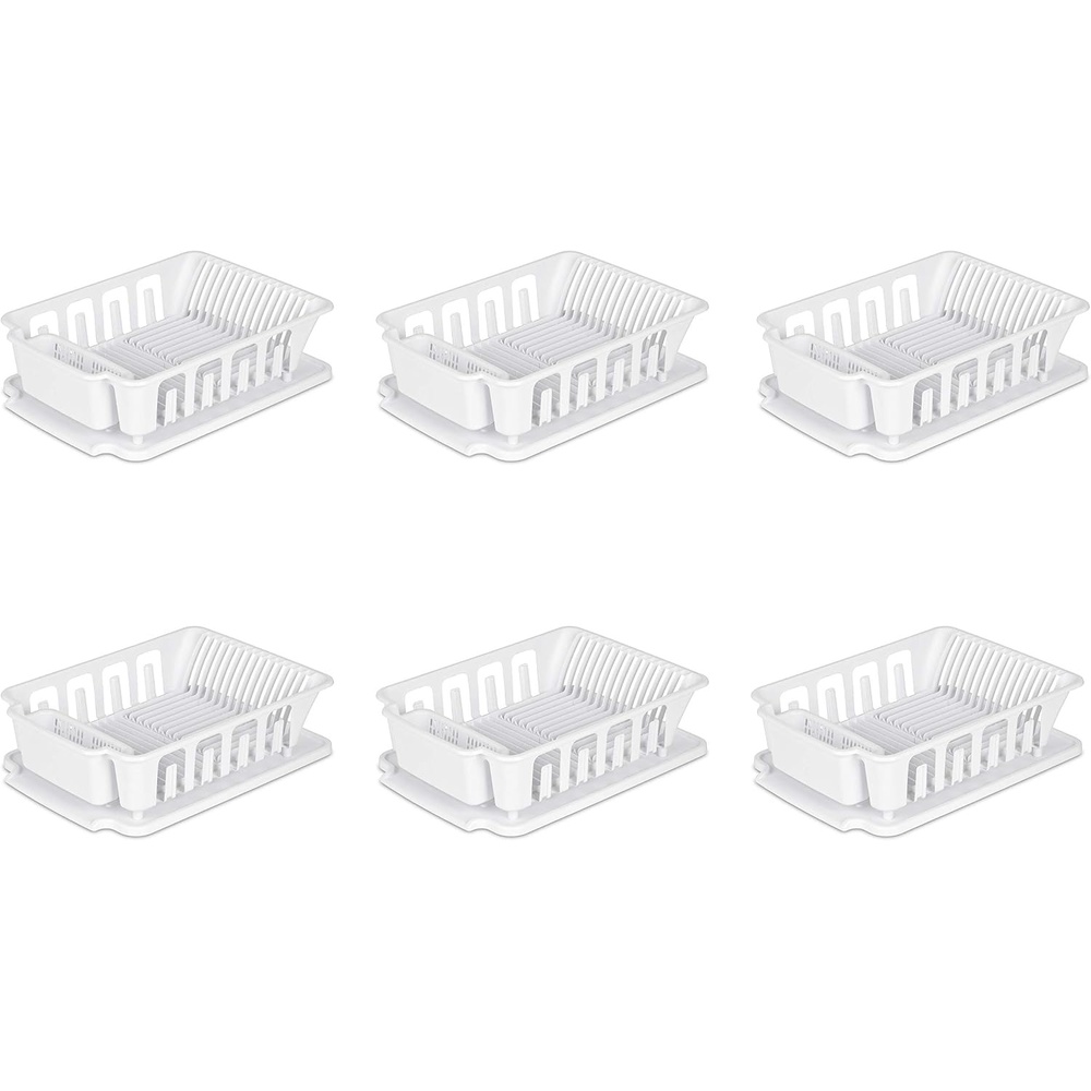 image:imageSterilite Large 2 Piece Sink Set with Drainboard for Drying Holds Clean Dishes in the Kitchen such as Plates Cups and Silverware White 6Pack