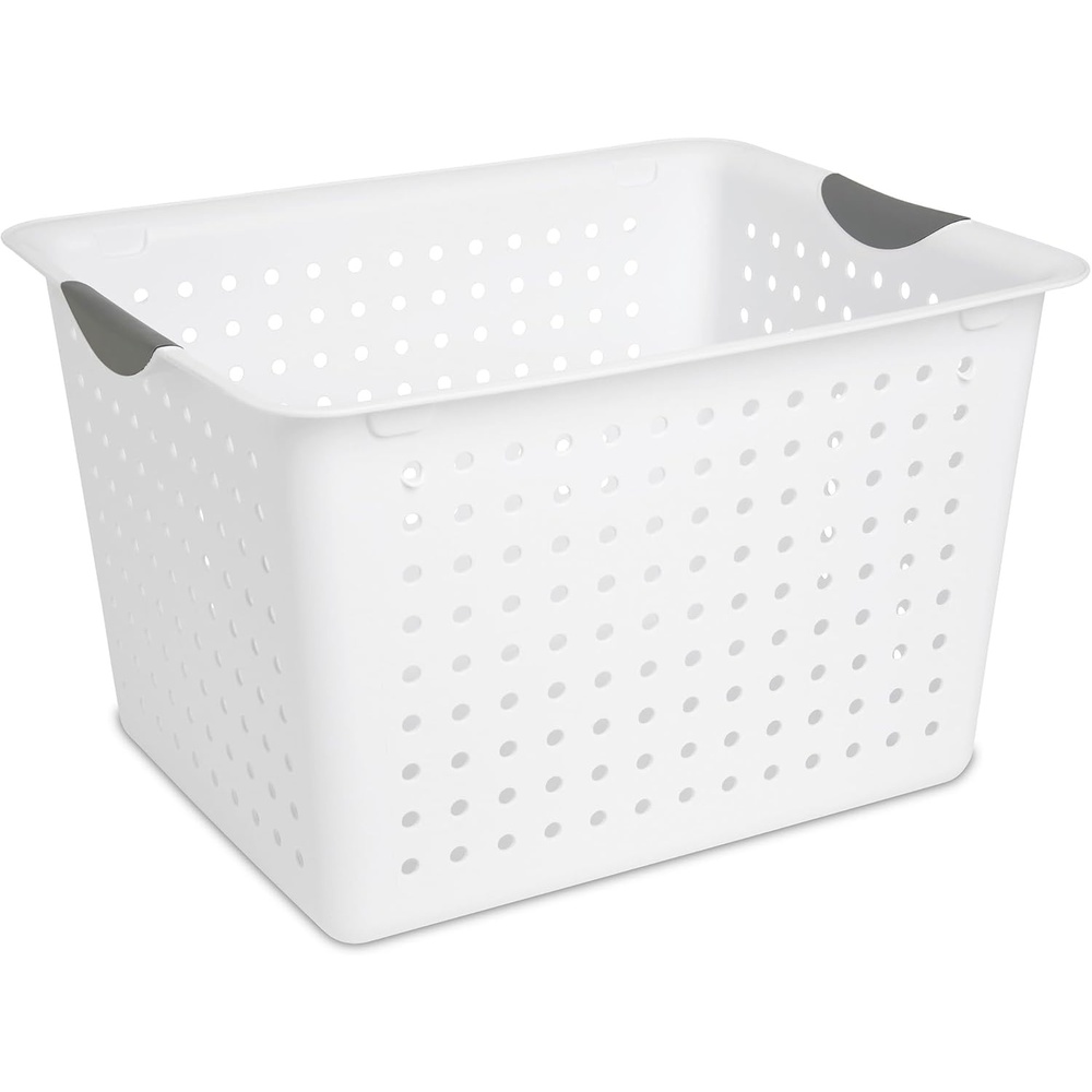 image:imageSterilite Large Ultra Basket Storage Bin to Organize Closets Cabinets Pantry Shelving and Countertop Space White Pack of 6Deep