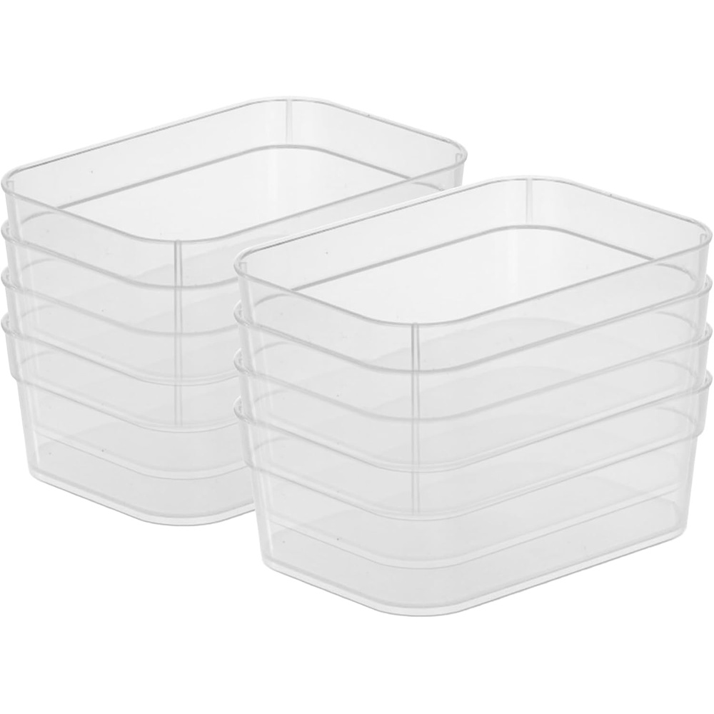 image:imageSterilite Medium Storage Tray Containers with Sturdy Banded Rim and Textured Bottom for Desktop and Drawer Household Organization Clear 24 Pack24