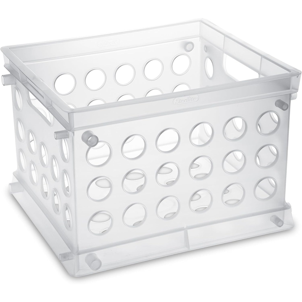 image:imageSterilite Mini Crate Stackable Plastic Storage Bin with Handles Organize Home Garage Office School Dorm Room Clear 12PackClear