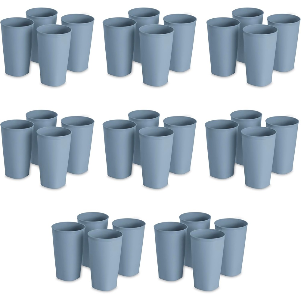 image:imageSterilite Set of Four 20 Oz Tumblers Reusable Plastic Cups For Drinking Water or Juice Freezer and Dishwasher Safe Blue 8PackWashed Blue
