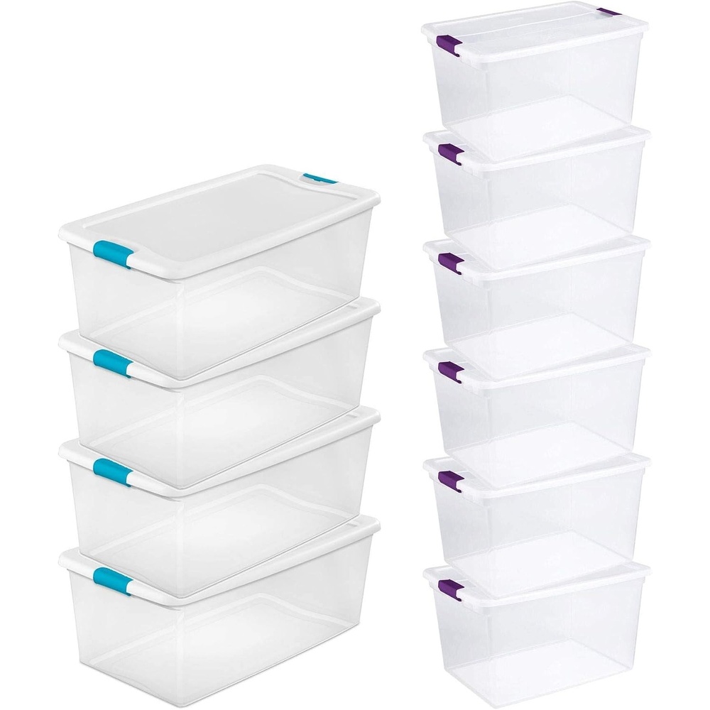 image:imageSterilite Storage Solution with 106 Quart Clear Tote wLatching Lid 4 Pack and 66 Quart Clear Tote wLatching Lid 6 Pack