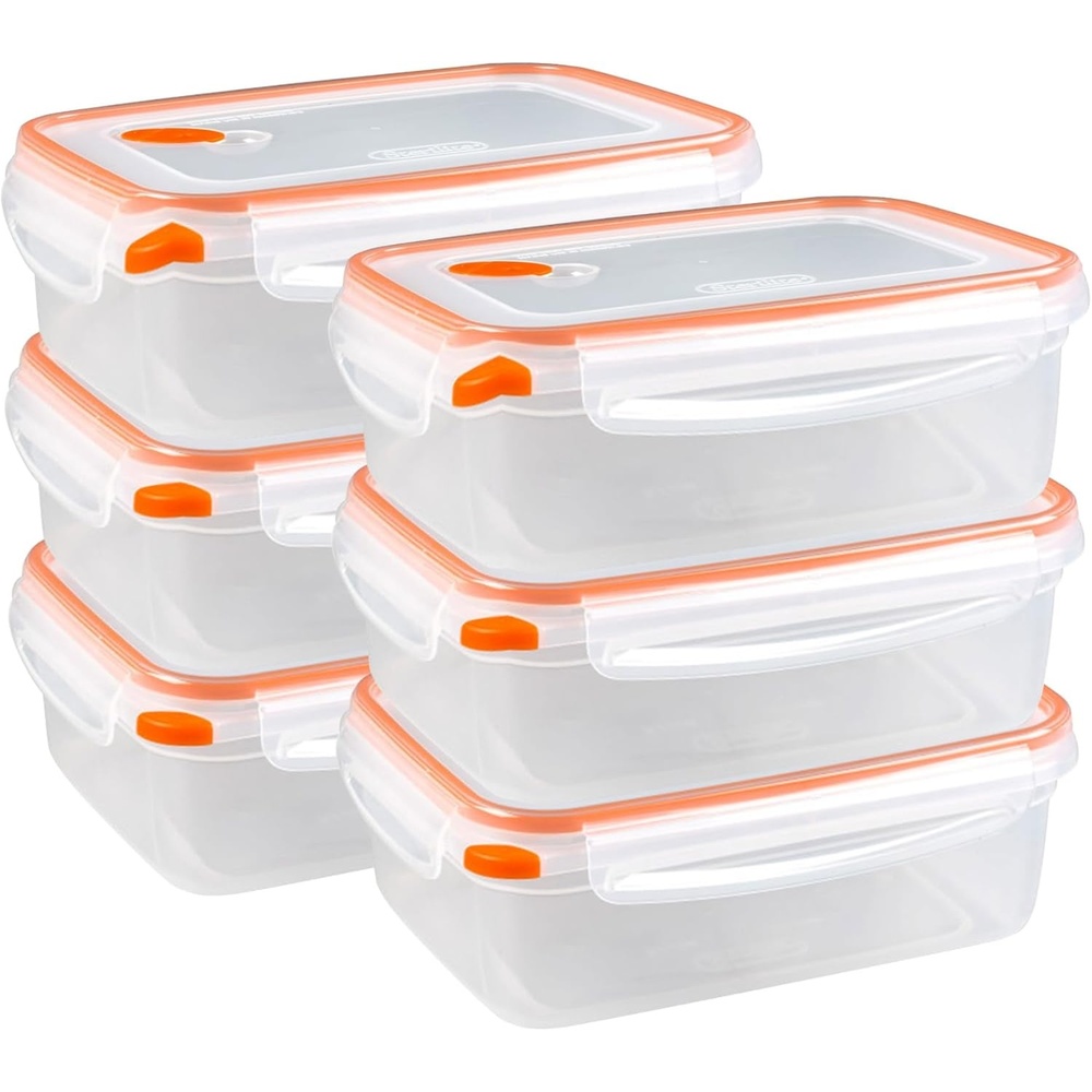 image:imageSterilite UltraSeal 45 Cup Rectangle Airtight Food Storage Container Latching Lid Microwave and Dishwasher Safe Clear With Green Gasket 6Pack83 Cup