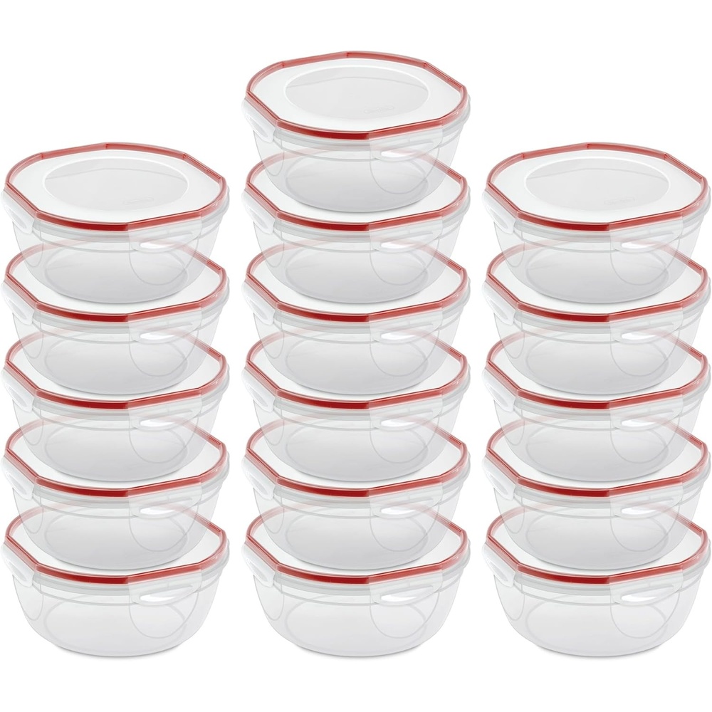 image:imageSterilite UltraSeal 81 Qt Bowl Large Airtight Food Storage Container Latching Lid Microwave and Dishwasher Safe Clear With Red Gasket 2Pack47 Quart 16 Pack