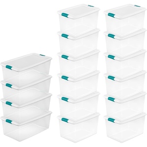 Sterilite 106 Quart (4 Pack) & 64 Quart (12 Pack) Latching Clear Plastic Storage Organizer Tote Tub Container Bin Box for Organization and Storage