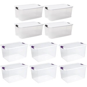 Sterilite 116 Quart and 66 Quart Multipurpose Ultra Storage Tote Box Storage Containers for Home or Office Organization, Clear, 4 Pack and 6 Pack