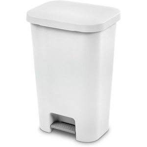 Sterilite 11.9 Gallon StepOn Wastebasket with Lid, Ideal in the Kitchen and Mudroom, Fits a Large 13 Gal Trash Liner, Pedal, White Lid and Bin, 4-Pack(White)